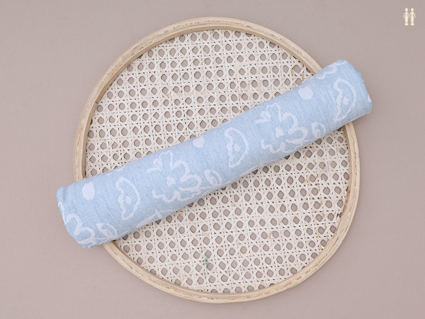 Floral Design Blue Linen Towel
