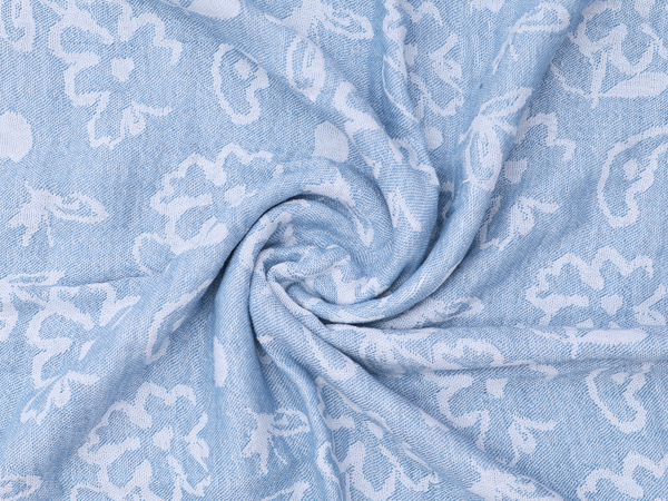 Floral Design Blue Linen Towel
