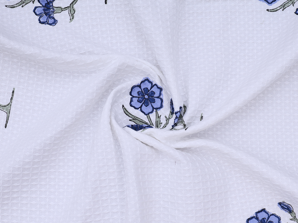 Floral Design White Cotton Towel