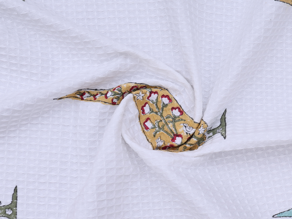 Printed Design White Cotton Towel