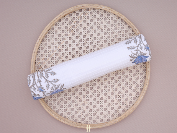 Floral Design White Cotton Towel