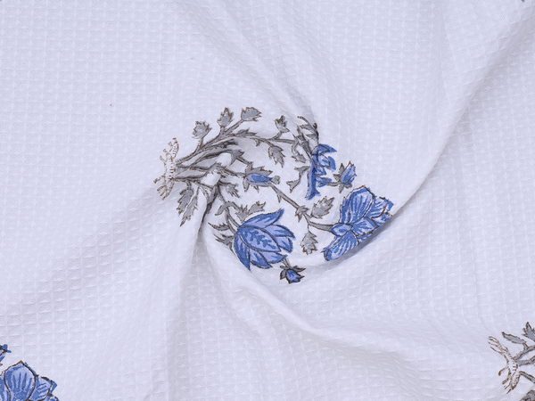 Floral Design White Cotton Towel