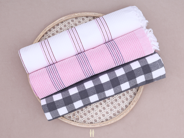 Multicolor Set Of 3 Cotton Towels