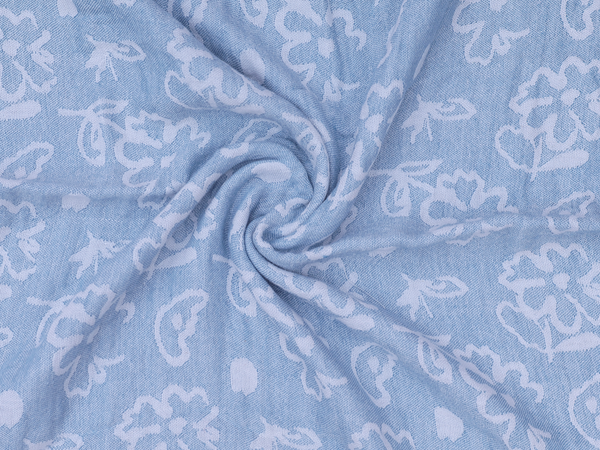 Floral Design Blue Linen Towel