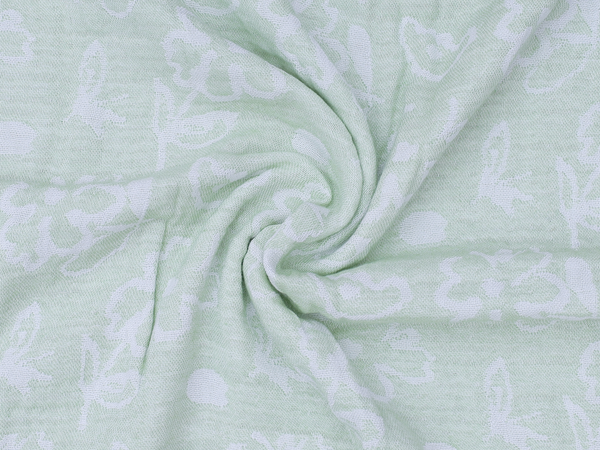 Floral Design Green Linen Towel