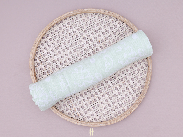 Floral Design Green Linen Towel