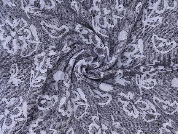 Floral Design Grey Linen Towel