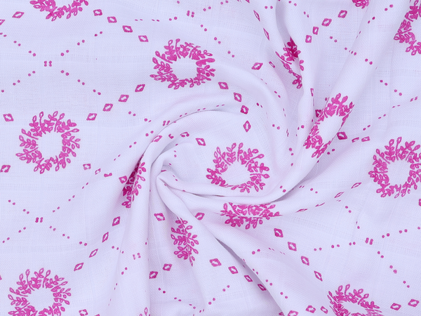 Set Of 3 Floral Design White Cotton Towel