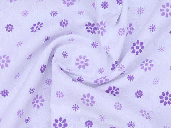 Set Of 3 Floral Design White Cotton Towel
