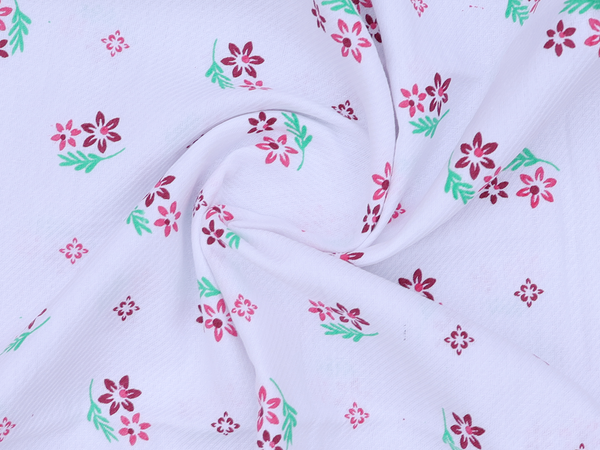 Set Of 3 Floral Design White Cotton Towel