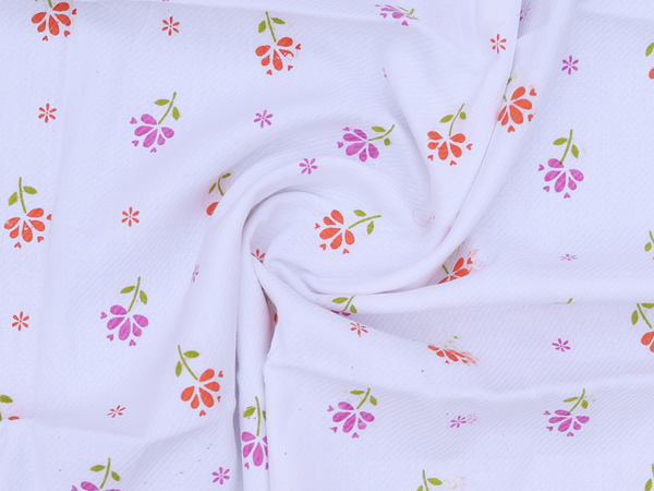 Set Of 3 Floral Design White Cotton Towel
