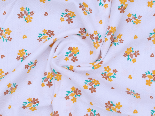 Set Of 3 Floral Design White Cotton Towel