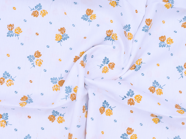 Set Of 3 Floral Design White Cotton Towel