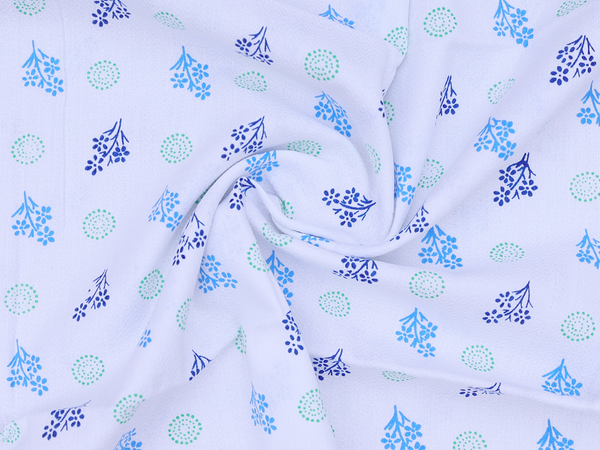 Set Of 3 Floral Design White Cotton Towel