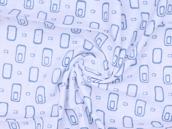 Set Of 4 Printed Design White Cotton Towel
