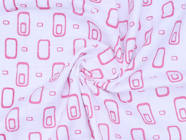 Set Of 4 Printed Design White Cotton Towel