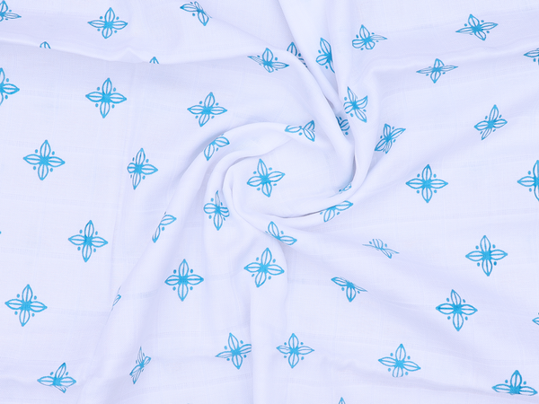 Set Of 4 Printed Design White Cotton Towel