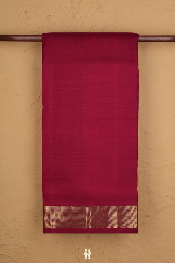 Nine Yards Silk Saree In Hibiscus Red With Twill Weave Border