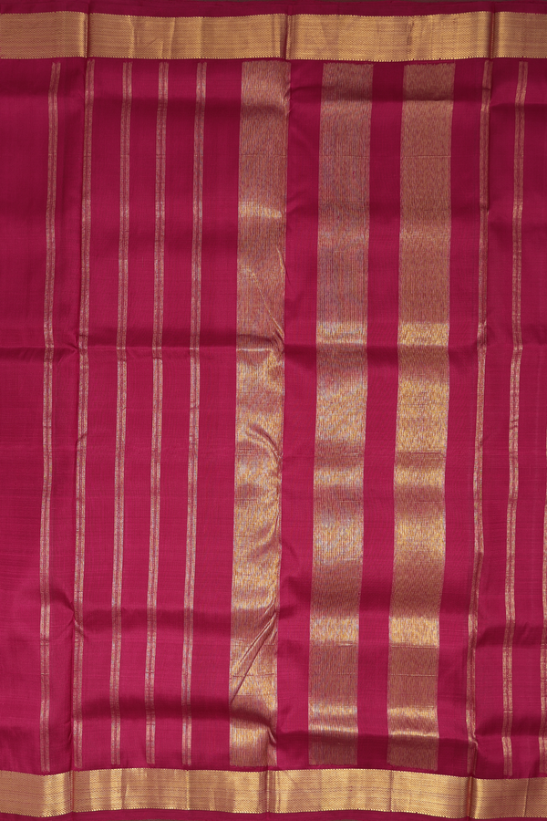 Nine Yards Silk Saree In Hibiscus Red With Twill Weave Border