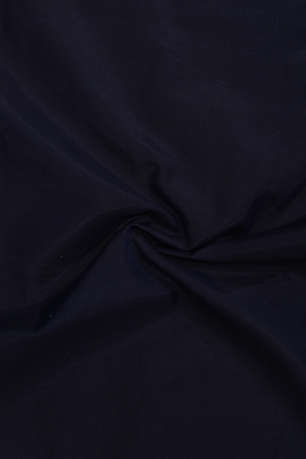 Round Neck Plain Navy Blue Silk Cotton Long Kurta
