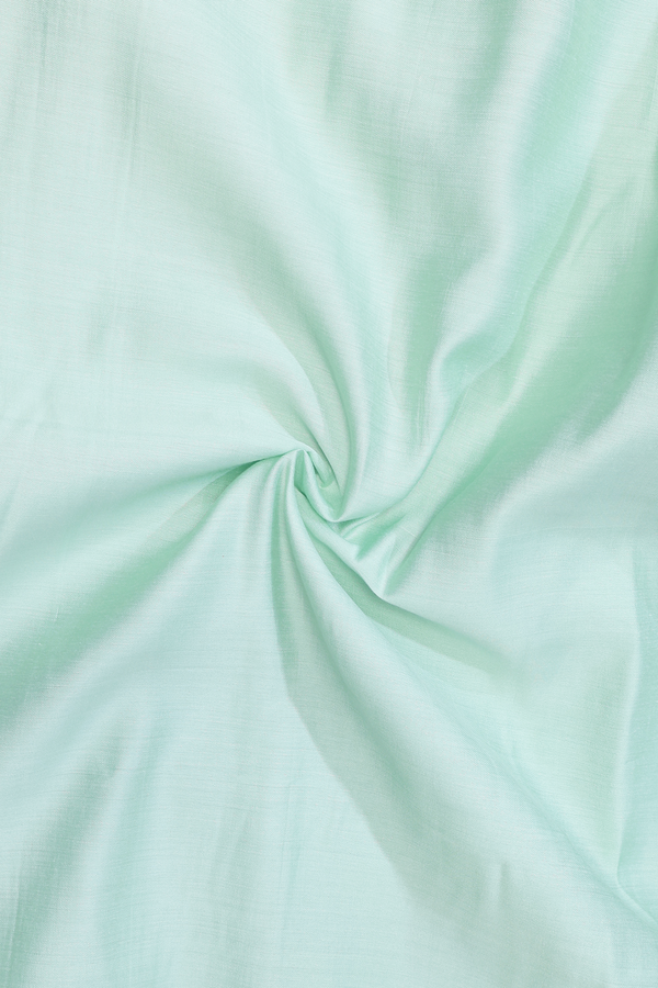 Chinese Neck Plain Mint Green Silk Cotton Long Kurta