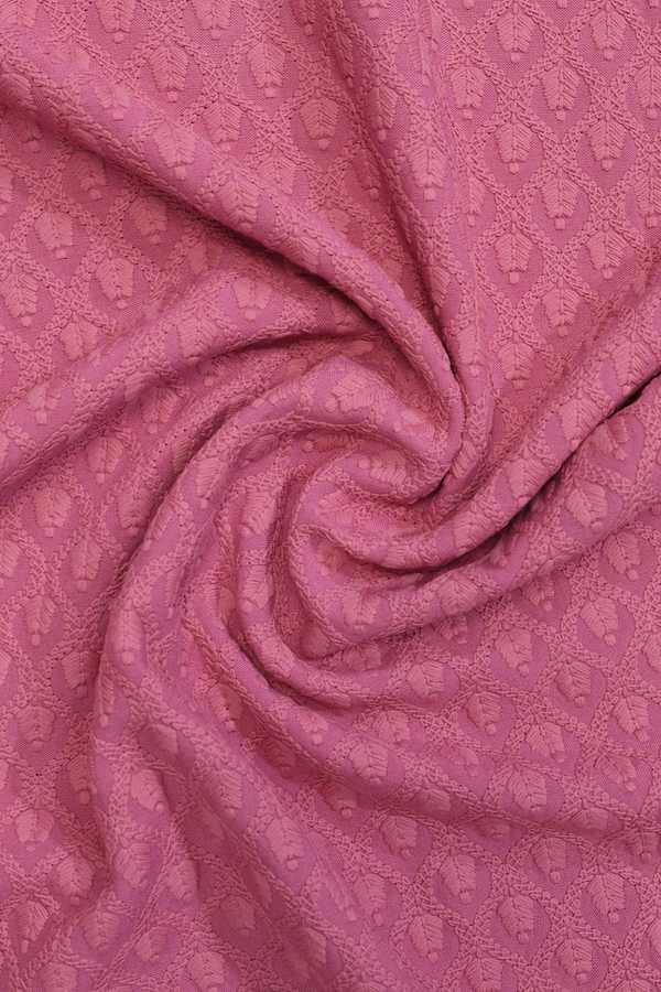 Round Neck Threadwork Design Dusty Pink Cotton Long Kurta