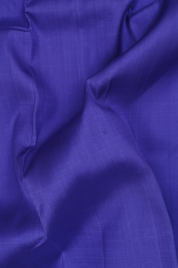 Kanchipuram Silk Saree Plain Indigo Blue With Peacock Border
