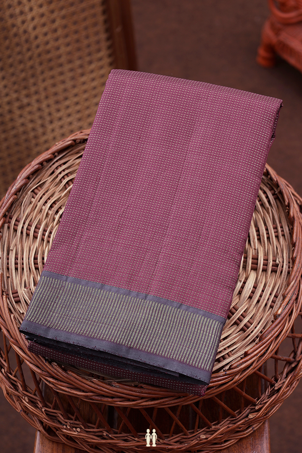 Kanchipuram Silk Saree In Plum Brown With Stripes Design