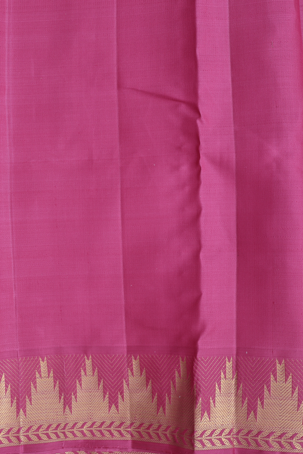 Kanchipuram Silk Saree In Rani Pink With Temple Border