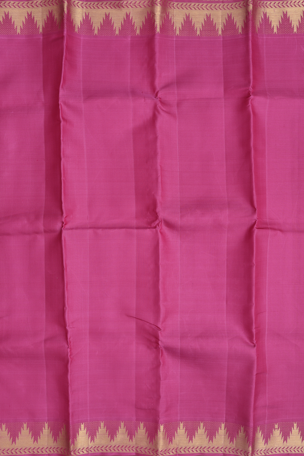 Kanchipuram Silk Saree In Rani Pink With Temple Border