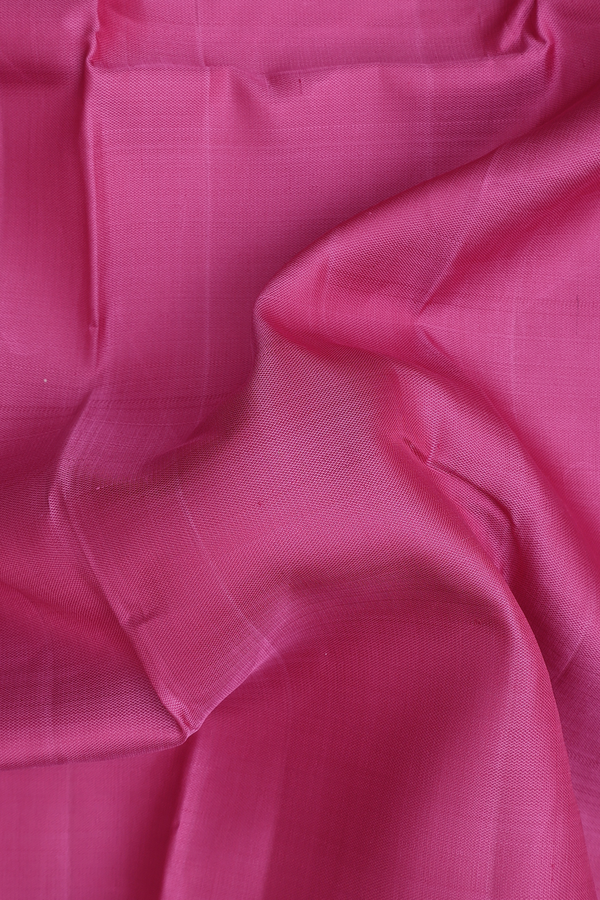 Kanchipuram Silk Saree In Rani Pink With Temple Border