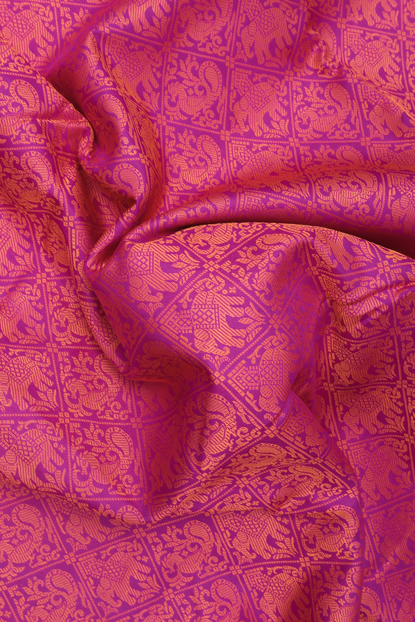 Kanchipuram Silk Saree In Purple Rose With Jacquard Pattern