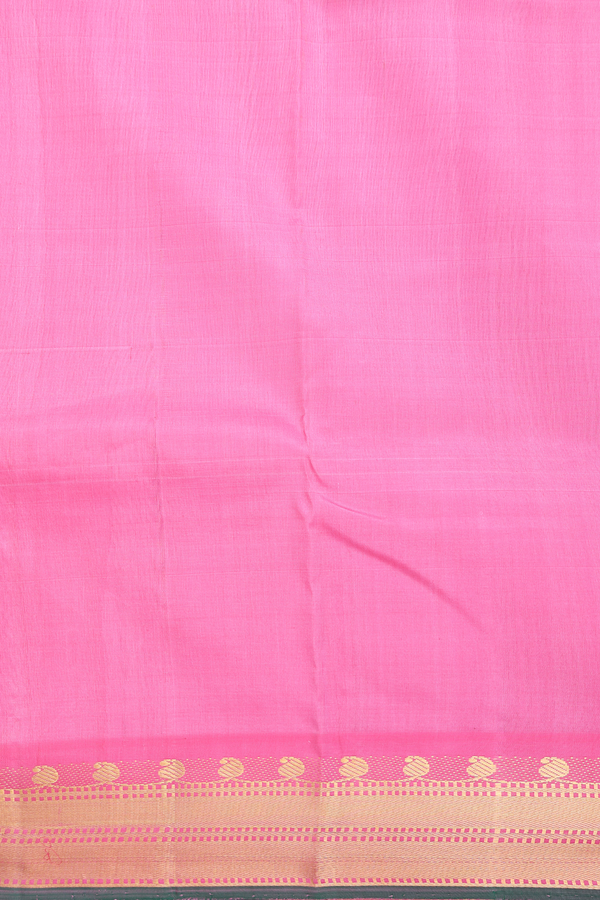 Kanchipuram Silk Saree In Plain Pink With Paisley Border