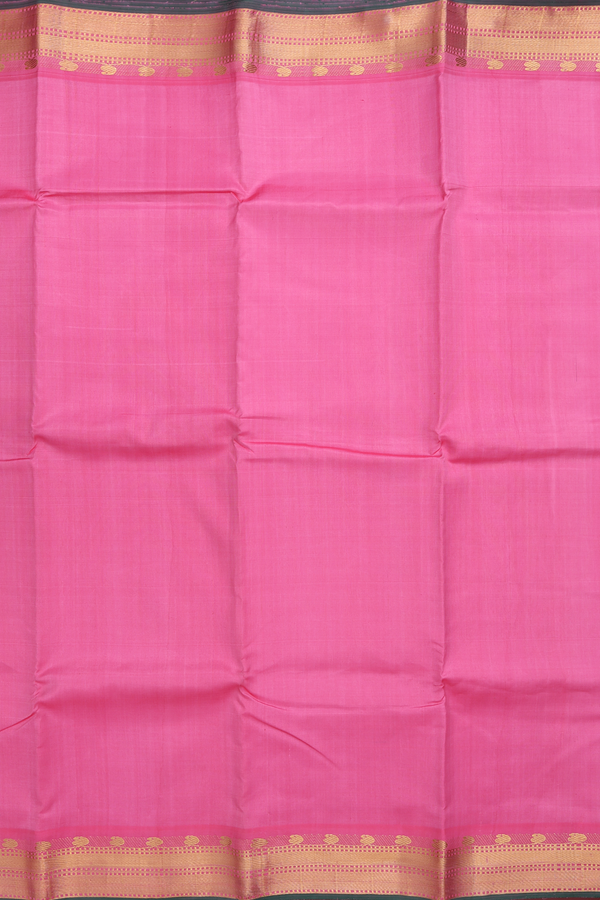 Kanchipuram Silk Saree In Plain Pink With Paisley Border
