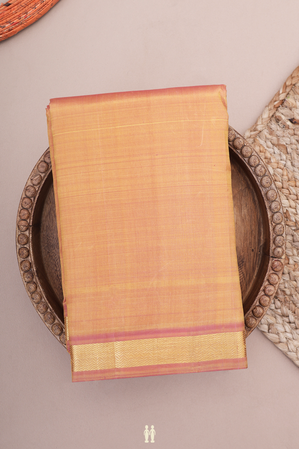 Kanchipuram Silk Saree In Dual Tone With Chevron Border