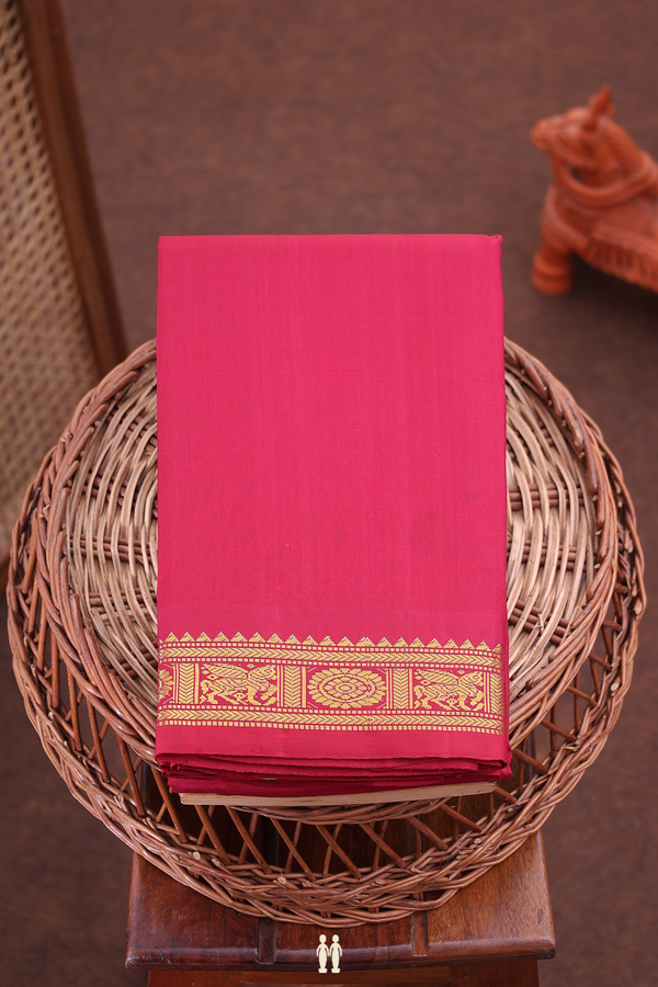 Kanchipuram Silk Saree In Plain Red With Zari Border