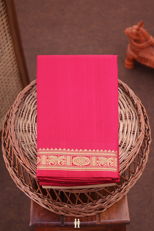 Kanchipuram Silk Saree In Plain Red With Zari Border
