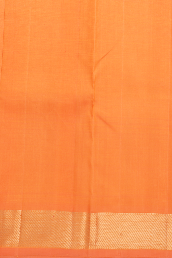 Kanchipuram Silk Saree In Orange With Zari Border