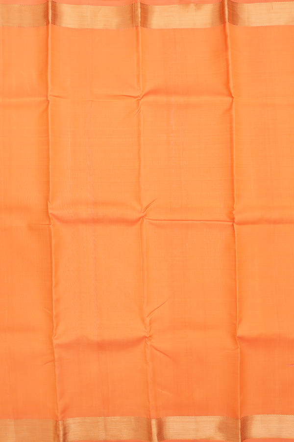 Kanchipuram Silk Saree In Orange With Zari Border