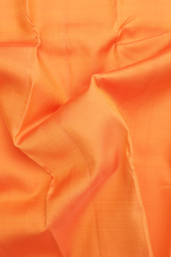 Kanchipuram Silk Saree In Orange With Zari Border