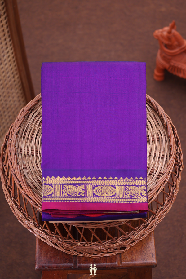 Kanchipuram Silk Saree In Plain Purple With Zari Border