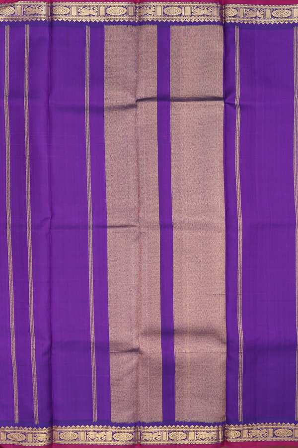 Kanchipuram Silk Saree In Plain Purple With Zari Border