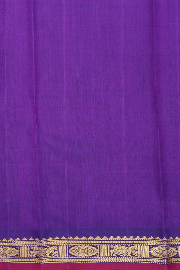 Kanchipuram Silk Saree In Plain Purple With Zari Border