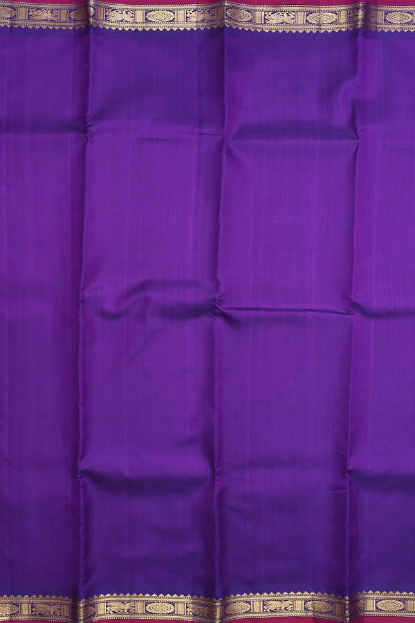 Kanchipuram Silk Saree In Plain Purple With Zari Border