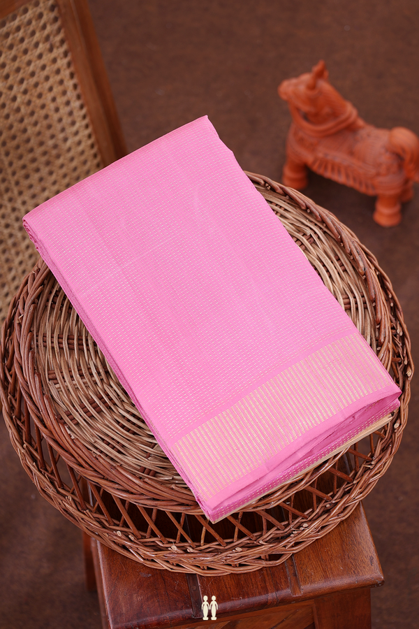 Kanchipuram Silk Saree In Pink With Stripes Design