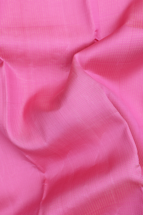 Kanchipuram Silk Saree In Pink With Stripes Design