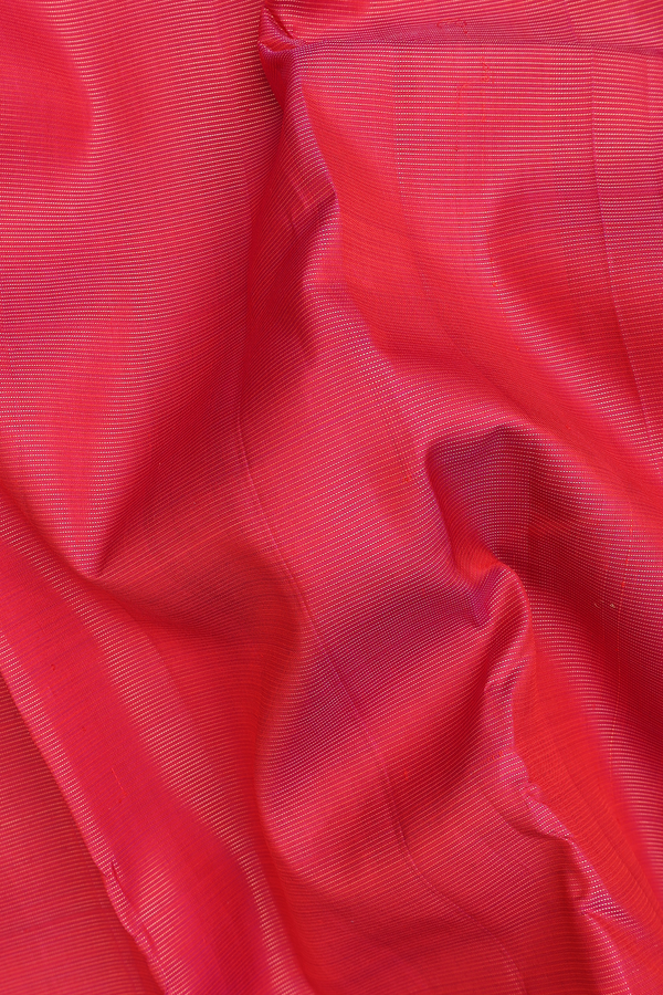 Kanchipuram Silk Saree In Red With Stripes Design
