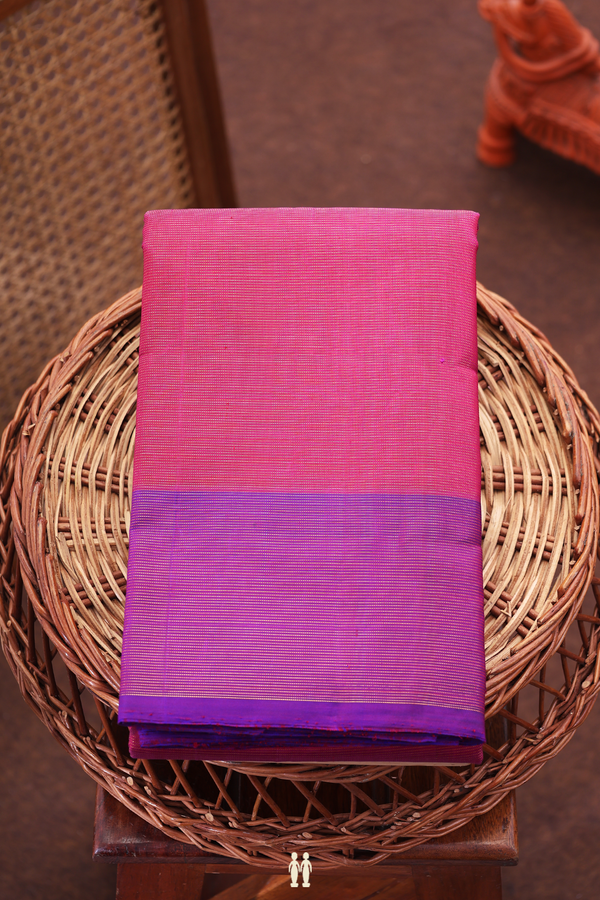 Kanchipuram Silk Saree In Berry Purple With Stripes Design