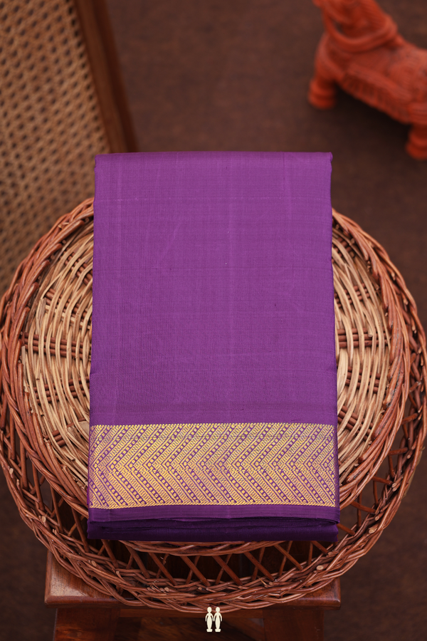 Kanchipuram Silk Saree In Royal Purple With Zari Border