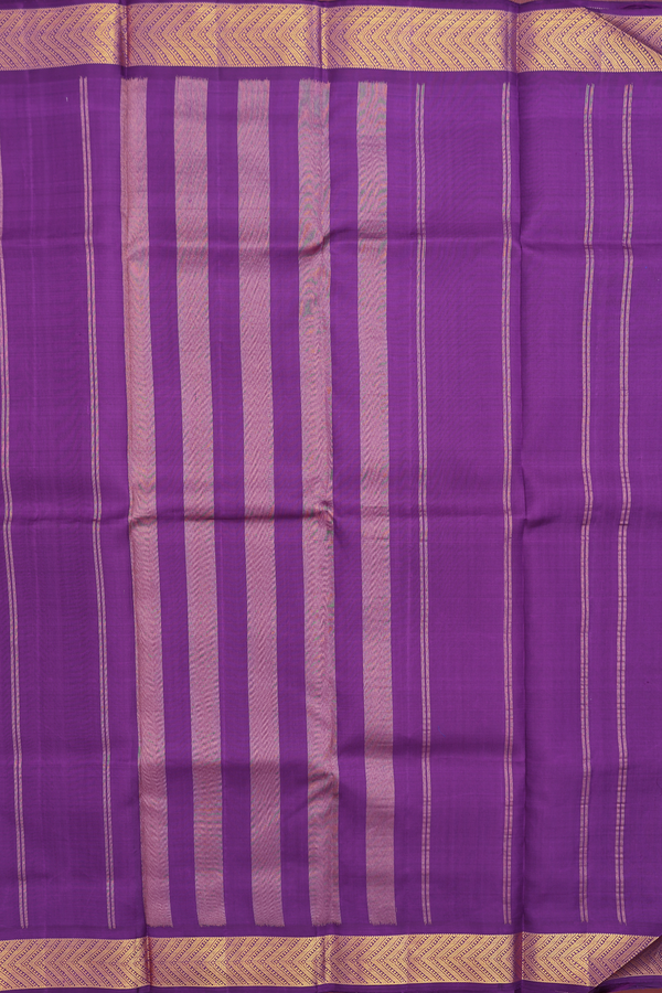 Kanchipuram Silk Saree In Royal Purple With Zari Border